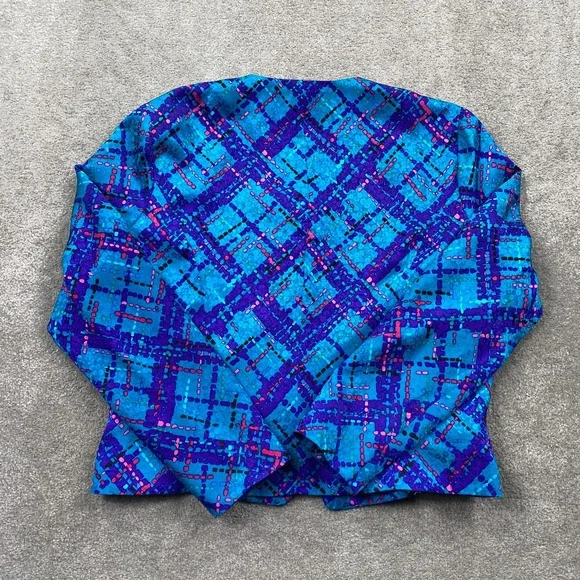 ANNE CRIMMINS for LUMI COLLECTIONS Blue Plaid Silk Skirt Suit Set Size 16 - Picture 2 of 16